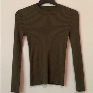 Forever 21 Army Green Ribbed Long-sleeve